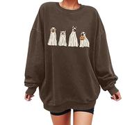 Halloween Jumper Women Printed Sweatshirt, Long Sleeve Jumpers, Fit Crewneck Tops, Pumpkin Casual Clothes Tops Costumes Ghost Shirts Autumn Plus Size Pullover