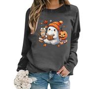 Halloween Jumpers for Women Uk Crewneck Sweatshirt, Lightweight Printed Jumper, Slouchy Oversize Jumpers, Fit Pullover Casual Autumn Clothes Costumes Long Sleeve Tops Goth Soft Sweatshirts