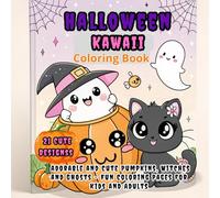 Halloween Kawaii Coloring Book: Adorable and Cute Pumpkins, Witches and Ghosts - Fun Coloring Pages for Kids and Adults