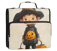 Halloween Kid Dress Up 3 Rings Office Binder Organizer with Handle Multiple Pockets Document Organizer for Middle School