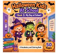 Halloween Kids at School Book 3: My Day at School Coloring Book: 50 School Routine and Everyday Vocabulary Words to Learn, Trace and Color with Cute ... at School Vocabulary & Coloring Book Series)