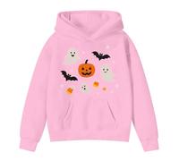 Halloween Kids Hooded Sweatshirt Long Sleeve Pumpkin Print Pullover Cozy Fleece Jacket Girls Boys Pumpkin Hoodie Kids Cozy Autumn(7-8 Years) Pink