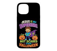 Halloween Kids Jesus Is My Superhero Not Scared Faith Case for iPhone 15