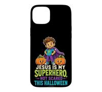 Halloween Kids Jesus Is My Superhero Not Scared Faith Case for iPhone 15 Plus