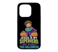 Halloween Kids Jesus Is My Superhero Not Scared Faith Case for iPhone 15 Pro
