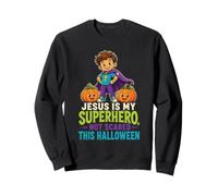 Halloween Kids Jesus Is My Superhero Not Scared Faith Sweatshirt