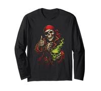 Halloween Kids Pirate Skeleton Jack O Lantern Graphic Long Sleeve T-Shirt