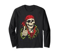 Halloween Kids Pirate Skeleton Jack O Lantern Graphic Long Sleeve T-Shirt