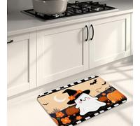 Halloween Kitchen Mats for Floor, Cute Ghosts and Pumpkins Decorative Cushioned Non Slip Rugs for Kitchen Sinks Laundry Room Bathroom 20x31 Inch