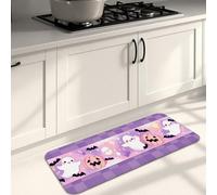 Halloween Kitchen Mats for Floor, Cute Ghosts and Pumpkins Soft Mats, Cushioned Comfort Washable Non Slip Decor Rugs for Kitchen Sinks Laundry Room Bathroom 16x47 Inch