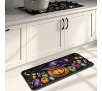 Halloween Kitchen Mats for Floor, Pumpkin Witch Design Colorful Soft Mats, Cushioned Comfort Washable Non Slip Decor Rugs for Kitchen Sinks Laundryroom Bathroom 16x47 Inch