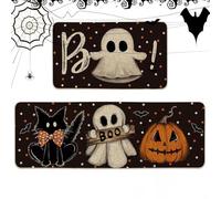 Halloween Kitchen Mattes | Kitchen Floor Mat | Creepy Decorative Bathroom Rugs | Crystal Velvet Carpet Spooky Horror Bat Rugs | Bathmat for Patio, Porch and Entryway