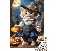Halloween Kitten in Witch Costume Jigsaw Puzzle 1000 Pieces for Calm Weekends, 52x38cm/1000pcs