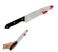 Halloween Knife Prop - Pack of 1-30cm Long Fake Bloody Knife with Black Handle - Halloween Slasher Bloody Knife Fancy Dress Prop Accessory