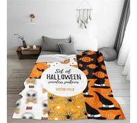 Halloween Knit Blankets Spooky Pumpkin Ghost Throw Blanket Soft Flannel Horror Blanket for Couch, Bed Halloween Room Decor Teacher Gifts