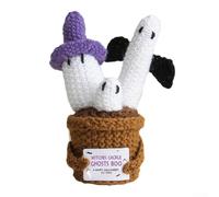 Halloween Knitted Plant Ornaments, Handmade Pumpkin And Spectral Elelment With Crochet Patterns For Holiday Party Indoor Outdoor Use (B)