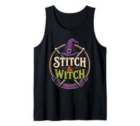 Halloween Knitting Stitch & Witch Witchy Needles Broom Tank Top