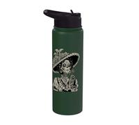 Halloween La Catrina Blowing Wishes Dandelion Sugar Skull Stainless Steel Insulated Water Bottle