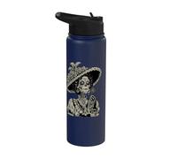Halloween La Catrina Blowing Wishes Dandelion Sugar Skull Stainless Steel Insulated Water Bottle