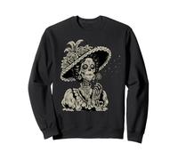 Halloween La Catrina Blowing Wishes Dandelion Sugar Skull Sweatshirt