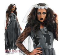 Fun Shack Womens Corpse Bride Costume Adults Black Zombie Wedding Dress Outfit , Corpse Bride Gown, L