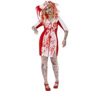 Smiffy's Adult Women's Curves Zombie Nurse Costume, Dress And Headpiece, Zombie - halloween zombie fancy dress costume nurse ladies curves size plus