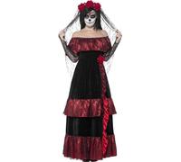 Smiffy's Adult Women's Day Of The Dead Bride Costume, Dress And Rose Veil, Day - costume dead fancy dress day bride ladies halloween outfit