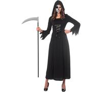 Halloween Ladies Grim Reaper Costume Size 14-16 Hooded Fancy Dress Outfit