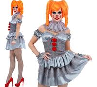 Halloween Ladies Licensed Pennywise IT Clown Fancy Dress Costume New by Smiffys