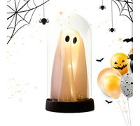Halloween Lamp,Light Up Ghost in a Jar Decor - Battery Operated Scary Cute LED Ornament for Holiday Home Kitchen Mantel Party Decor Seasonal Halloween Display