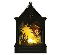 Halloween Lantern, Halloween Candle Lantern - LED Wind Lamp, Electronic Candle for Haunted House, Battery Operated Tea Light Candle, Atmosphere Accessories, Vintage Castle Design Lantern,