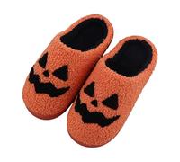 Halloween Lantern Pumpkin Slippers Halloweenn Slip On House Shoes Non-Slip Soft Plush Warm Spooky Warm Cloud Slippers Unisex Cartoon Soft Home Slides (4.5)