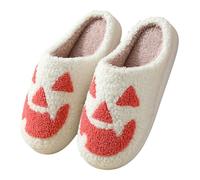 Halloween Lantern Pumpkin Slippers Halloweenn Slip On House Shoes Non-Slip Soft Plush Warm Spooky Warm Cloud Slippers Unisex Cartoon Soft Home Slides (AC-K, 6.5)