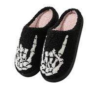 Halloween Lantern Pumpkin Slippers Halloweenn Slip On House Shoes Non-Slip Soft Plush Warm Spooky Warm Cloud Slippers Unisex Cartoon Soft Home Slides (AC-B, 5.5)