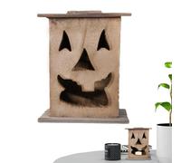 Halloween Lanterns Decoration,Decorative Candle Lantern | Pumpkin Face Wooden Candle Holder for Outdoor Garden Backyard Pathway Lawn Front Porch Haunted House Party