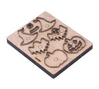 Halloween Leather Cutting Die with Ghost Pumpkin Hat Patterns, Alloy Steel Hand Punching Die for DIY Scrapbook, Birch Wood Base Template for Leather Fabric Polymer Clay