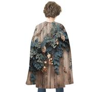 Halloween Leaves Floral on Rustic Wood Cloak Capes Reversible Medieval Cloak Witch Capes for Party Cosplay Masquerade Costumes