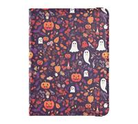 Halloween Leaves Ghosts Pumpkins Travel Wallet Leather Passport Holder Waterproof Passport Wallet for Family Trip Essentials