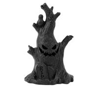 Halloween LED Candlestick Ghost Figure, Tree Stump Light | Large Spooky Decoration with Spiritual Pattern, LED Effect Light for Interiors, Kamindekor or Creepy Party