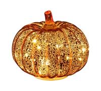 Halloween LED Glass Pumpkin Light, Halloween Jack-O-Lantern Pumpkins Blown Glass, LEDMercury Glass Pumpkins Autumn, Antique Pumpkin Light Up for Thankgiving Fall Harvest Halloween