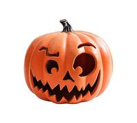 Halloween LED Pumpkin Lights, Battery Operated Orange Jack-O-Lantern Light for Halloween Decor, Flameless Candles for Pumpkin Decoration (Geek Pumpkin, 24cm*20cm)