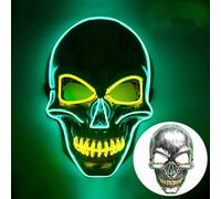 Halloween LED Skull Mask Light up Mask Cosplay LED Rave Face Masks Costume 3 Lighting Modes for Halloween Carnival Outfit Costume Cosplay Party