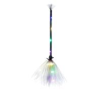 Halloween LED Witch Broomstick Lighted Cosplay Props Costume Accessories for Kids Adults Party Decorations (Grey, A)