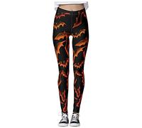 Halloween Leggings for Women Funny Pumpkin Face Graphic Soft High Waisted Tights Stretch Pant Yoga Sport Workout Running Cosplay Leggings Ladies Halloween Costumes Outfit (A02-Orange, M)
