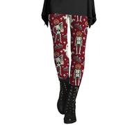 Halloween Leggings for Women Spooky Gothic Bat Leggings Tummy Control Winter Thermal Leggings Buttery Soft Stretch Tights Compression Pants Wear with Tunic Tops,Red1,3XL