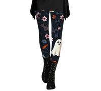 Halloween Leggings for Women Stretch High Waisted Cute Ghost Pumpkin Tightstummy Control Yoga Workout Compression Leggings (Dark Gray,XL)