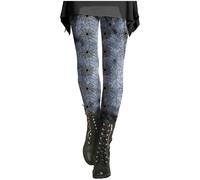 Halloween Leggings for Women Stretch High Waisted Spooky Ghost Printed Compression Tights Buttery Soft Tummy Control Thermal Leggings Winter Gym Running Workout Pants,Grey,XL
