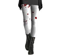 Halloween Leggings for Women Stretchy High Waisted Bloody Print Yoga Pants Buttery Soft Plus Size Tummy Control Compression Leggings (Watermelon Red,5XL)