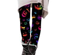 Halloween Leggings for Women UK High Waisted Tummy Control Tight Trousers Funny Pumpkin Skull Ghost Printed Stretchy Pants Soft Comfortable Fitness Leggings Elasticated Sport Legging