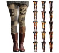 Halloween Leggings for Women UK Pumpkin Ghost Skull Scary Print High Elasticated Waistband Costume Legging Ankle Elastic Tights Full Length Fancy Pants Ladies Workout Yoga Gym Pant Grey